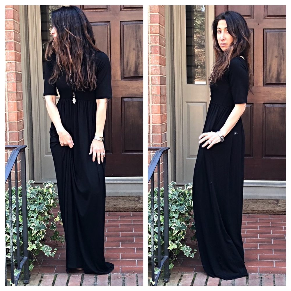 ✨RESTOCKED ✨Black long side pocket maxi dress - Picture 7 of 8